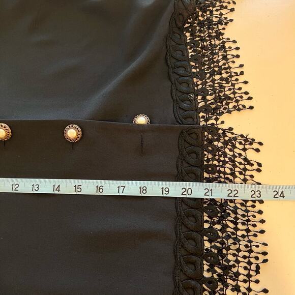 FTLTD Black Vintage 90s Fringe Trim Gold Button Front Cropped Blazer Jacket USA - Picture 11 of 13